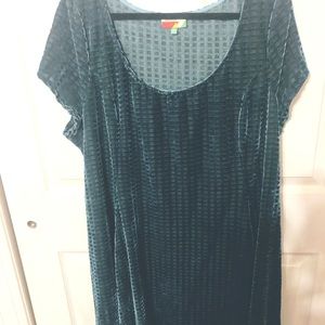 Turquoise crushed velvet dress